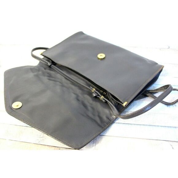 LITTLE DAISY ITALY GRAY GENUINE LEATHER QUILTED FLAP X-BODY SHOULDER BAG CLUTCH - Picture 7 of 11